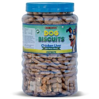 Crunchitos Dog Biscuits- Chicken Liver Flavor | Oven-Baked Snacks (Whole Wheat Biscuits)