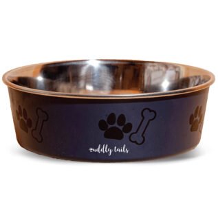 CuddlyTails Anti-Skid Stainless Steel Paw Bone Printed Bowl - Large (Color May Vary)