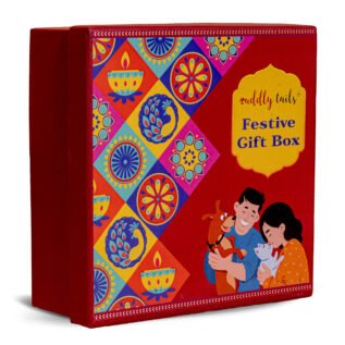 Cuddly Tails Dog Festive Gift Box – 6-in-1 Premium Treats & Toys Combo
